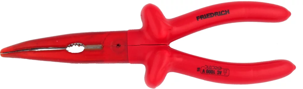 • Alicate para telefonía con cabeza curvada.<br>
• Doble aislamiento <b> TOTAL </b>según norma  <b>IEC 60900</b>.<br>
• Norma <b>VDE 0682/201</b>.<br>
• Según <b>DIN ISO 5745</b>. <br>•<b> Garantía total</b>