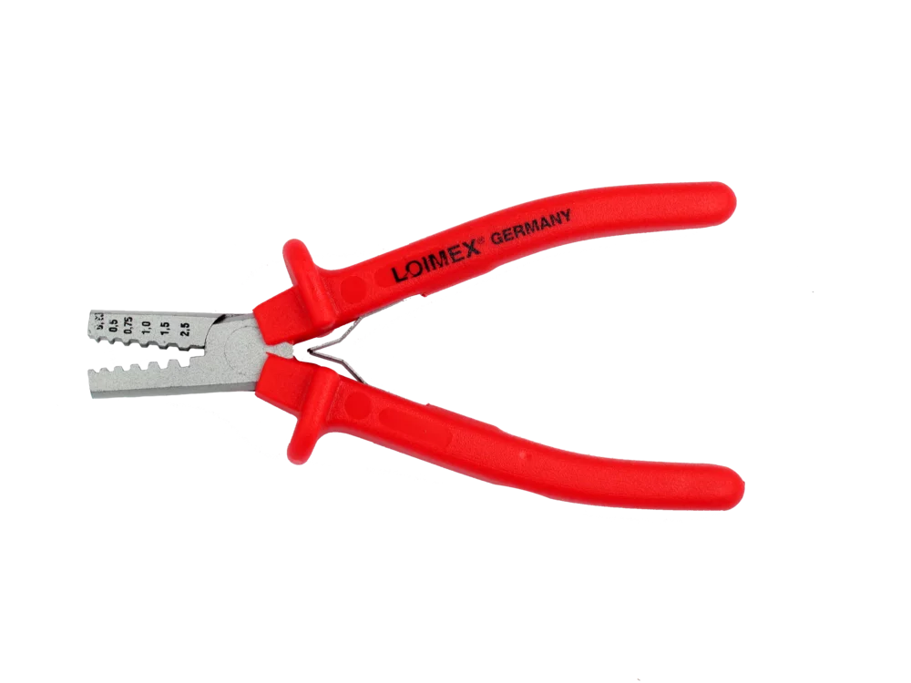 • Prensado tipo trapezoidal / espiga.<br>
• Mangos con aislamiento PVC.<br>
• Con muelle de retroceso.<br>