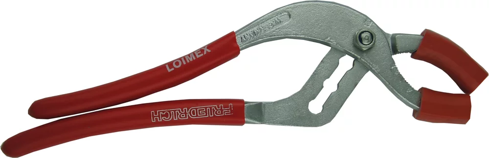 • Tenaza de fontanería, especial para sifones de acero inoxidable<br>
• Acero de cromo-vanadio<br>
• Regulable en 4 posiciones <br>
• Boca con aislamiento de protección